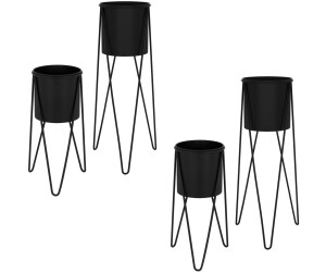 ML-Design Steel flower stand 27x27x48.5cm 35.5x34x75cm black set of 4 (490015079)