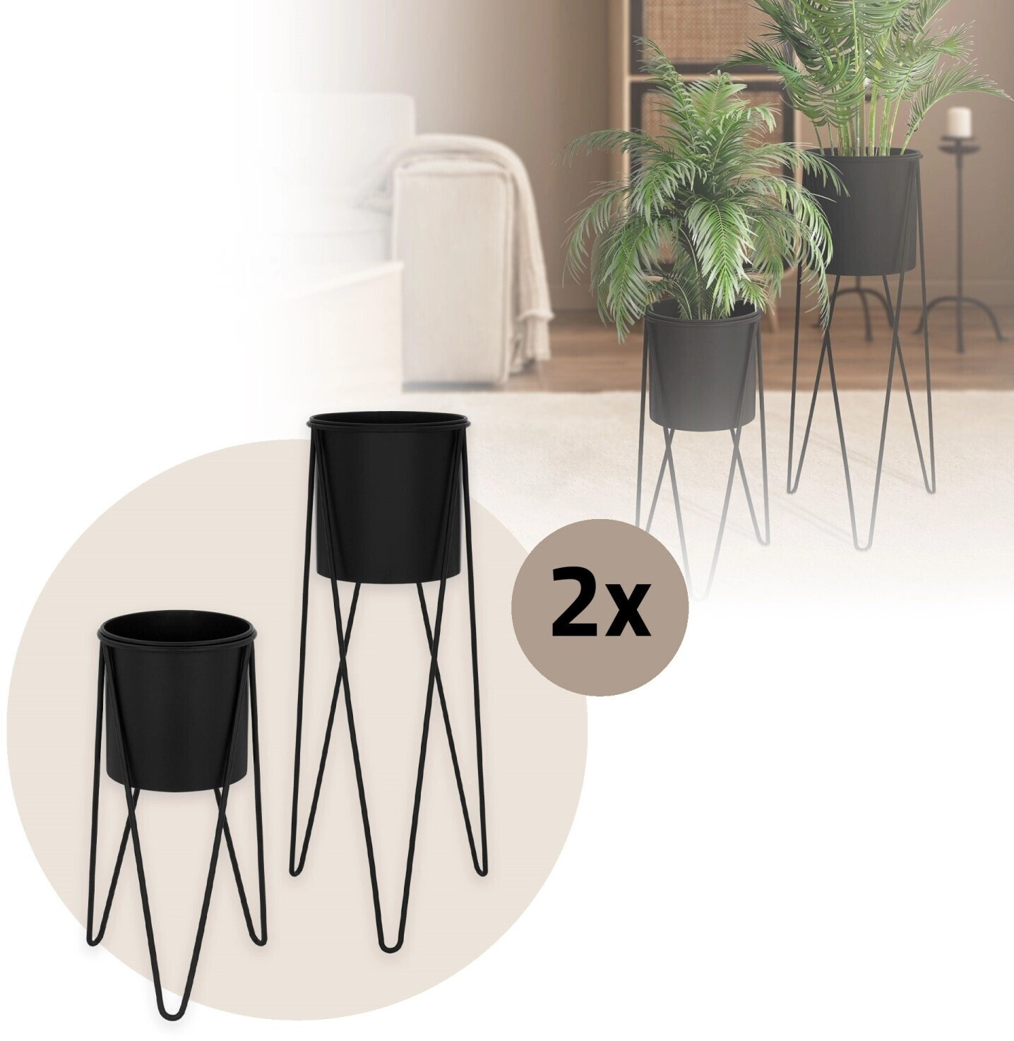 ML-Design ML-Design Steel flower stand 27x27x48.5cm 35.5x34x75cm black set of 4 (490015079) - detail view