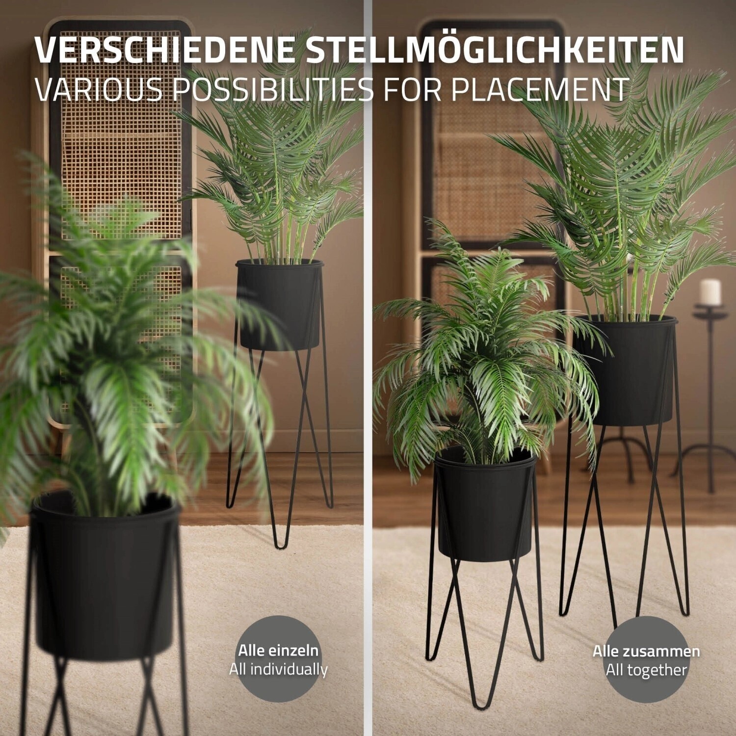 ML-Design ML-Design Steel flower stand 27x27x48.5cm 35.5x34x75cm black set of 4 (490015079) - view 6