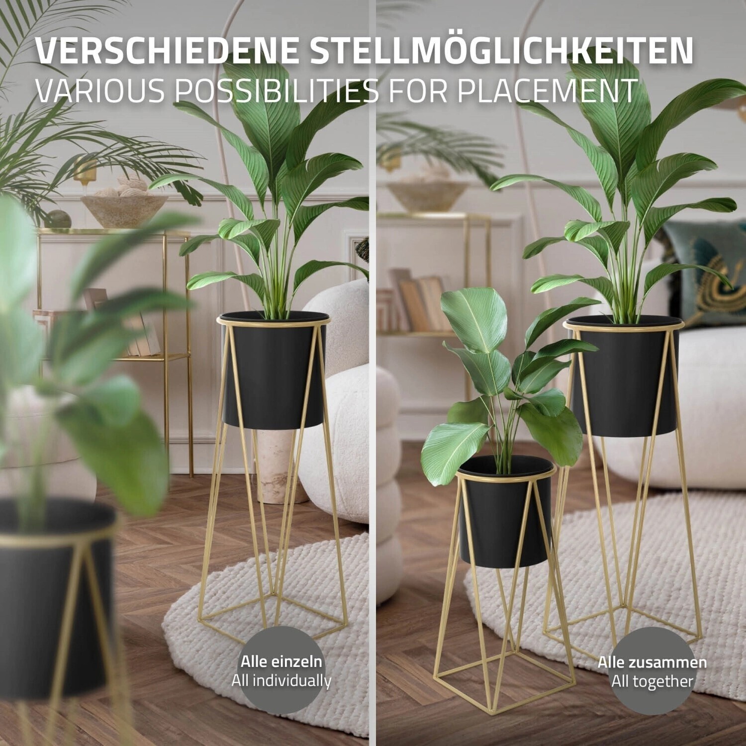 ML-Design ML-Design Flower stand steel 21,8x22x47cm 25x25x71cm black-gold set of 4 (490015085) - view 7