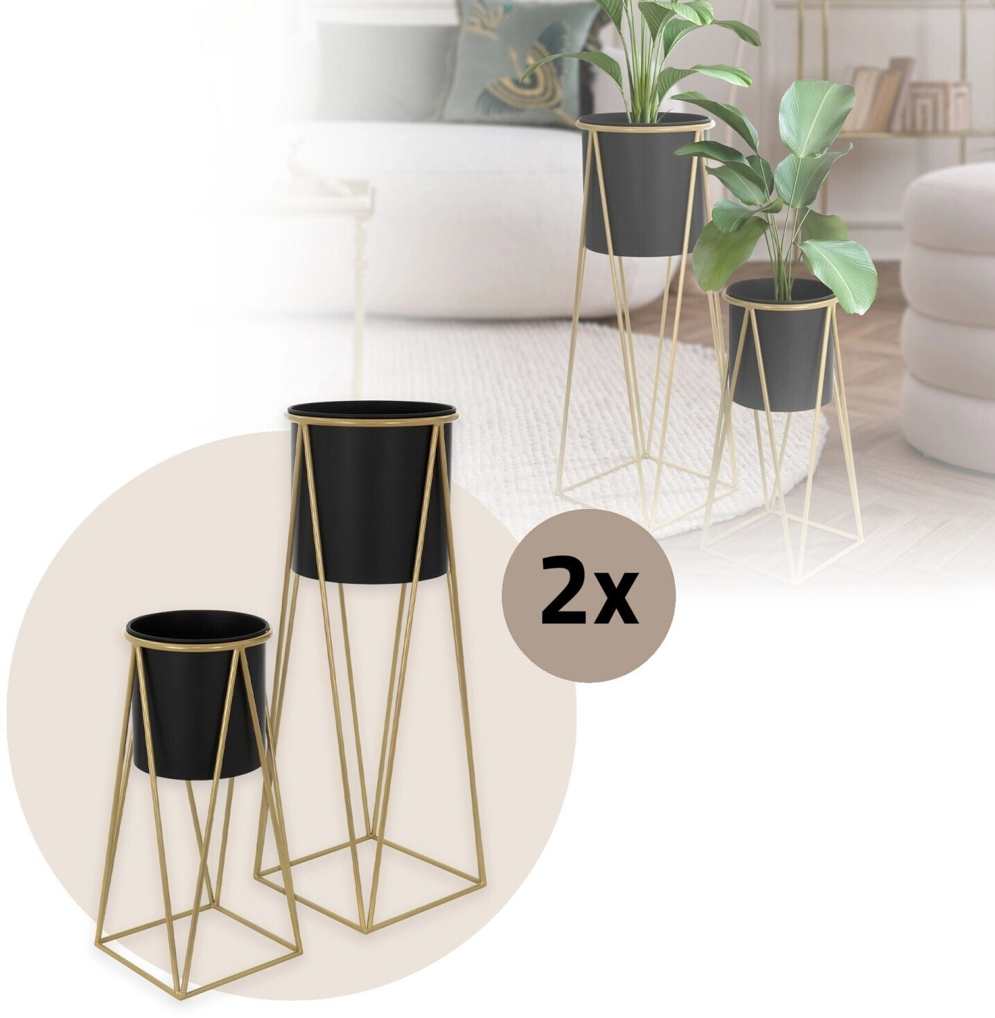 ML-Design ML-Design Flower stand steel 21,8x22x47cm 25x25x71cm black-gold set of 4 (490015085) - view 8