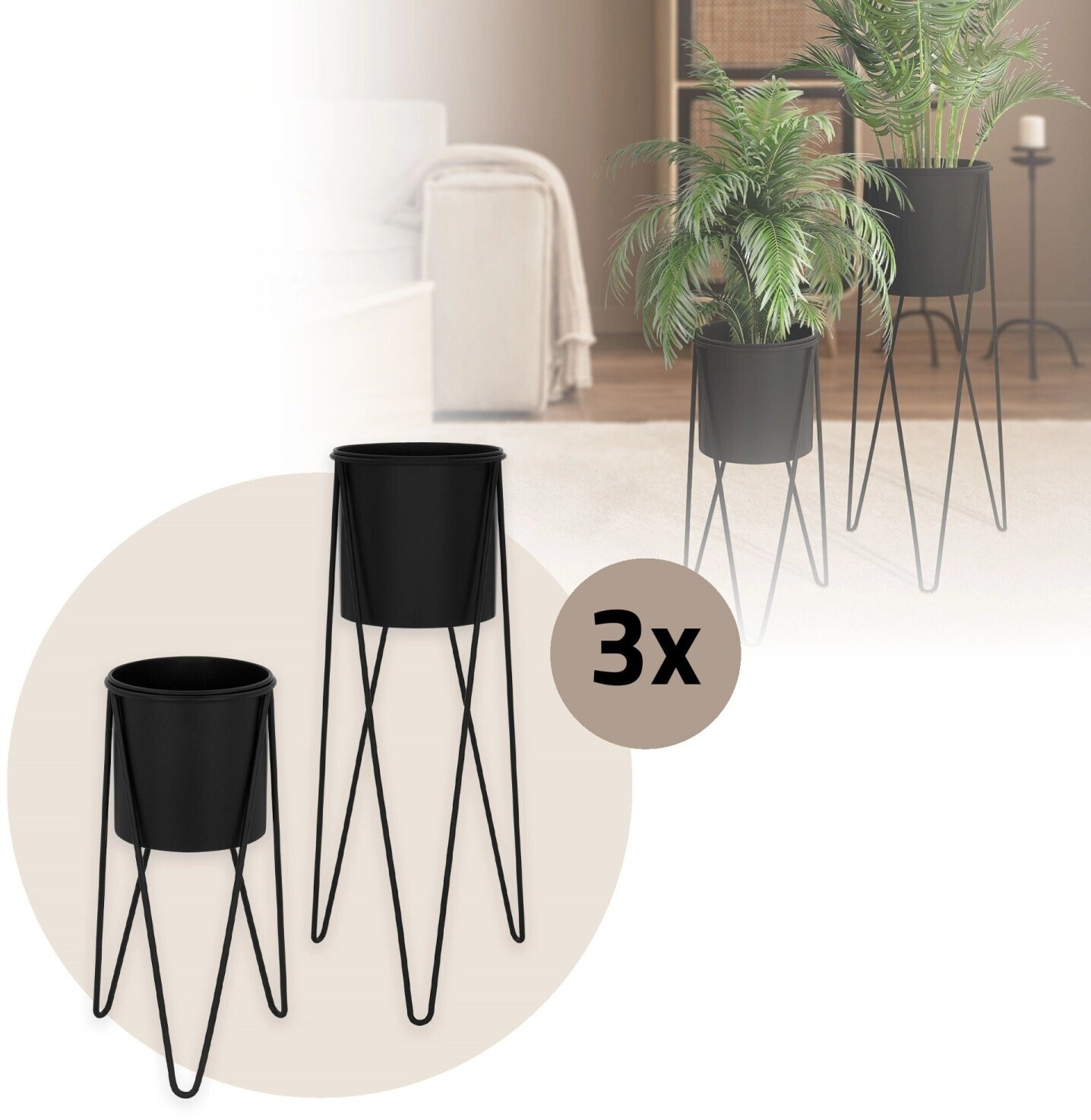ML-Design ML-Design Steel flower stand 27x27x48.5cm 355x34x75cm black set of 6 (490015083) - back view