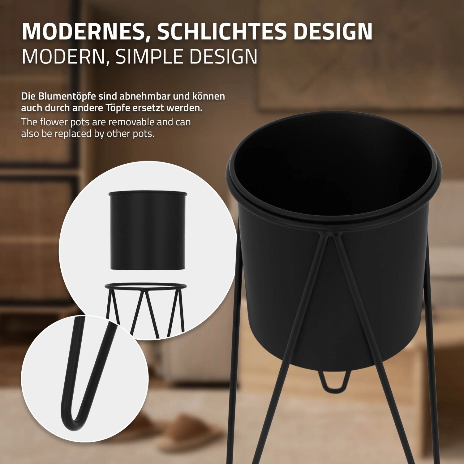 ML-Design ML-Design Steel flower stand 27x27x48.5cm 355x34x75cm black set of 6 (490015083) - detail view