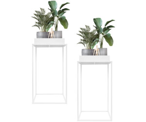 ML-Design Plant stand metal square 45x45x88cm white set of 2 (490011444)