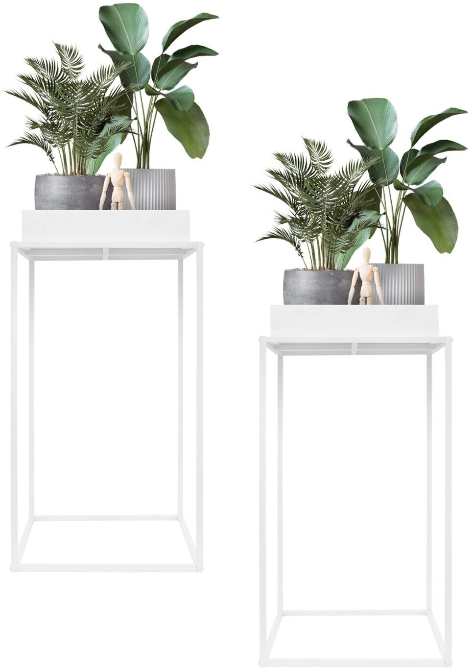 ML-Design ML-Design Plant stand metal square 45x45x88cm white set of 2 (490011444) - Product image 1 of 6