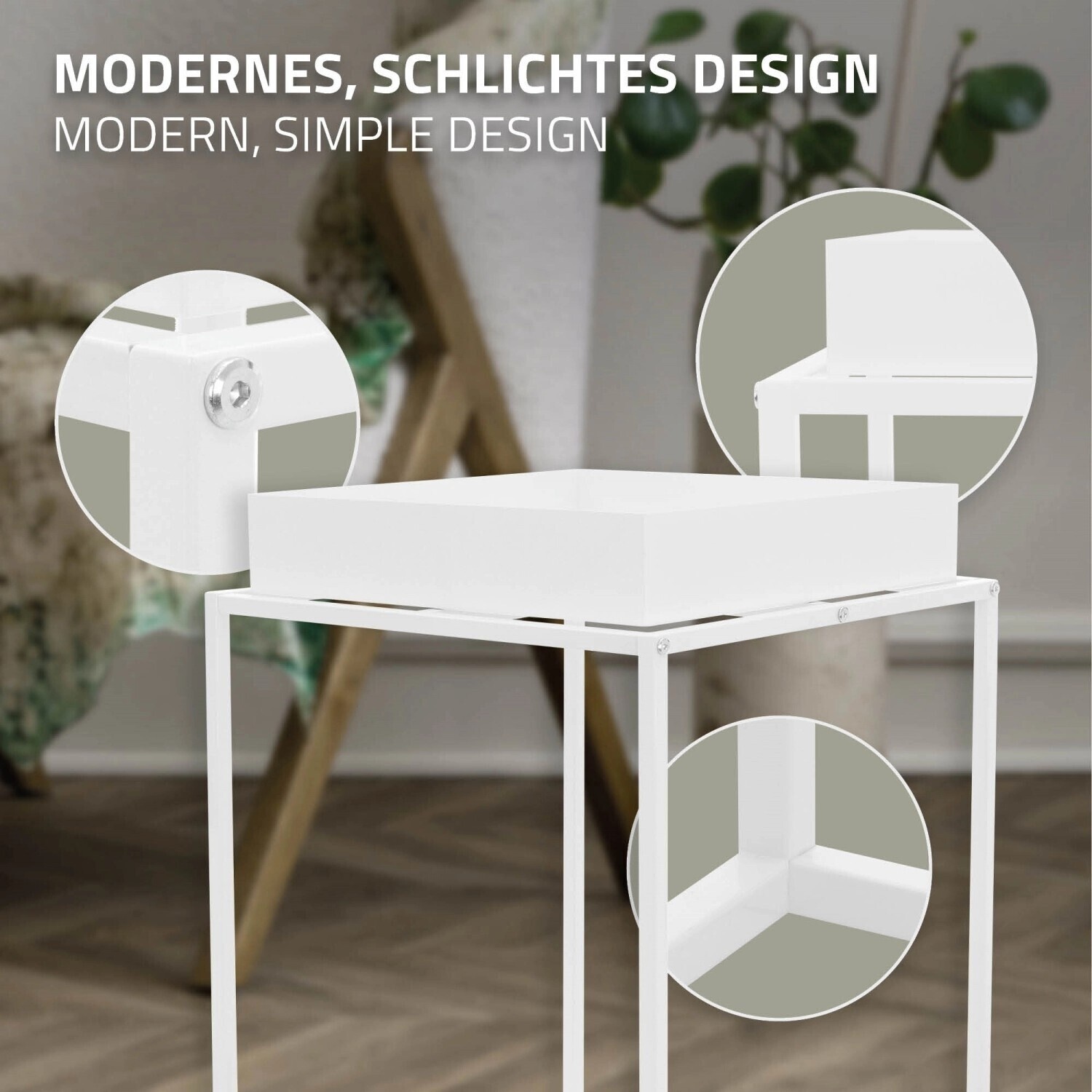 ML-Design ML-Design Plant stand metal square 45x45x88cm white set of 2 (490011444) - back view