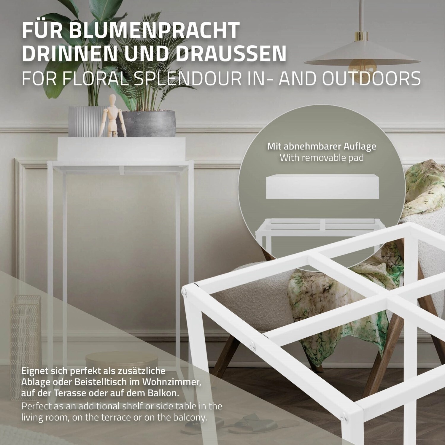 ML-Design ML-Design Plant stand metal square 45x45x88cm white set of 2 (490011444) - detail view