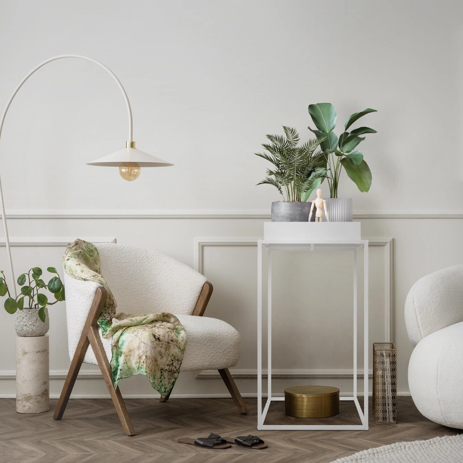 ML-Design ML-Design Plant stand metal square 45x45x88cm white set of 3 (490011453) - back view