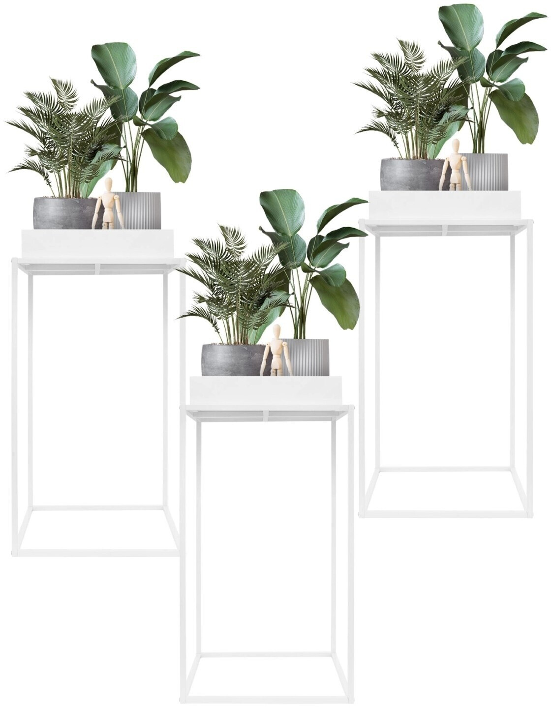 ML-Design ML-Design Plant stand metal square 45x45x88cm white set of 3 (490011453) - view 6