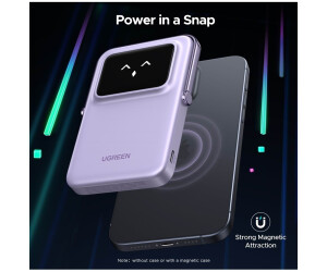 UGREEN Uno Wireless Power Bank Fast Charging 10000mAh Magnetic Mobile Phone Portable Charger PD20W with Foldable Stand and TFT Display Battery Pack MagSafe Compatible with iPhone 17-12 Series, Purple UGREEN Uno Wireless Power Bank Fast Charging 10000mAh Magnetic Mobile Phone Portable Charger PD20W with Foldable Stand and TFT Display Battery Pack MagSafe Compatible with iPhone 17-12 Series, Purple
