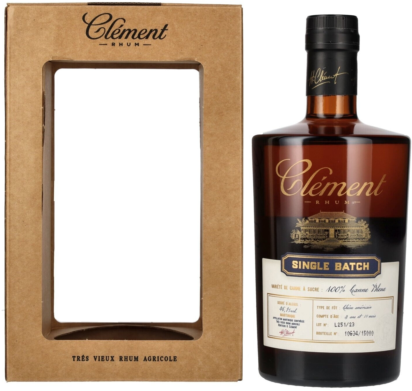 Clément Trés Vieux Rhum Agricole Single Batch 100% Canne Bleue 46,1% 0,5l In Geschenkbox
