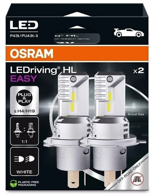 Osram LEDriving HL Easy Glühbirne H4/H19 (64193DWESY-2HB)