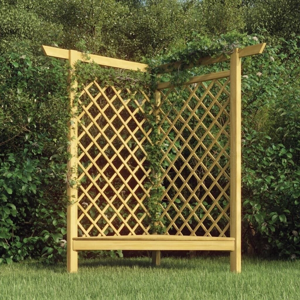 vidaXL Pergola d'angle avec banc en pin 166 x 81 x 174 cm
