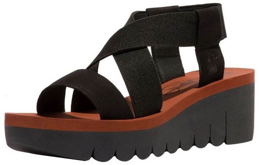 Fly London Leather Textile Sandals black brown