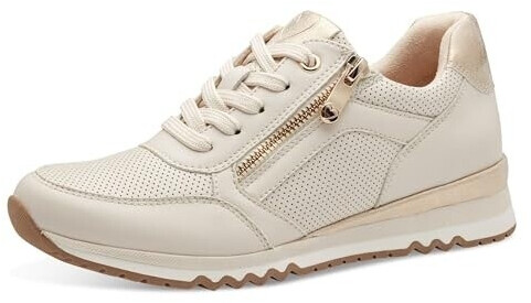 Marco Tozzi Flat sneaker with zipper beige gold