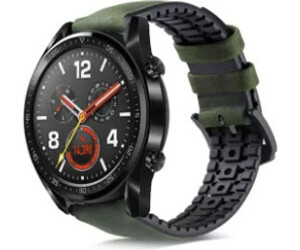 Strap-it Huawei Watch GT 2 Silikon / Leder (Schwarz / Grün)