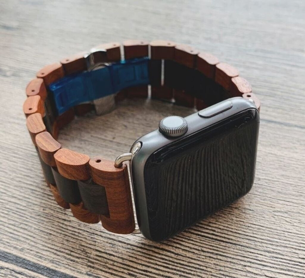 Strap-it Apple Watch Ultra Holz (Rotbraun/Schwarz)