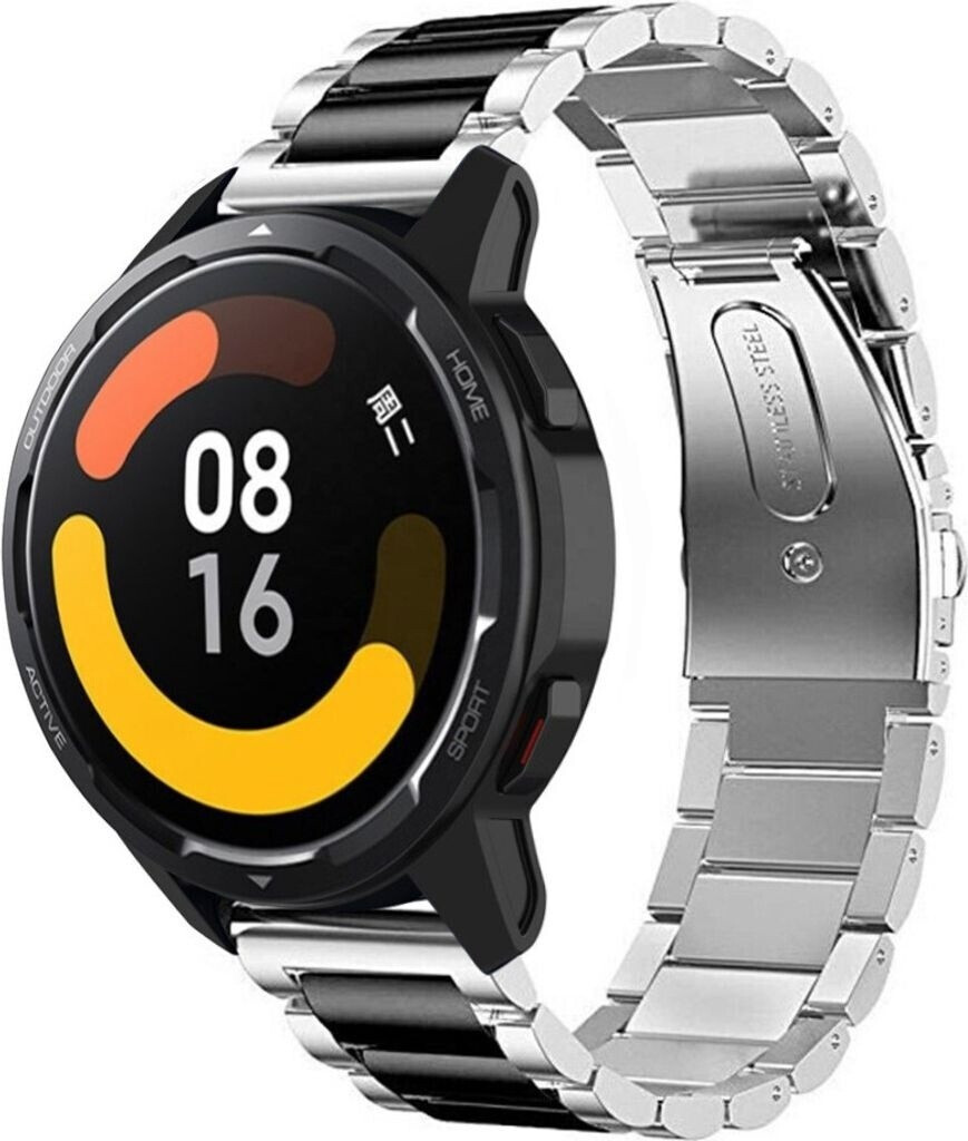 Strap-it Stahl - Xiaomi Watch S1 Ersatz Edelstahl - Glieder 22mm Silber / Schwarz