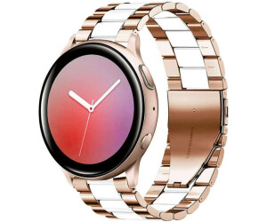 Strap-it Stahl - für Samsung Galaxy Watch Active / Active 2 Ersatz Edelstahl - 20mm Rosa Gold / Weiß