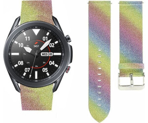 Strap-it für Samsung Galaxy Watch 3 45mm Leder Glitzer (Regenbogen)