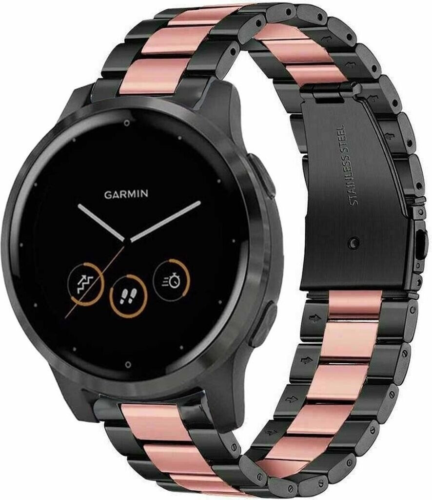 Strap-it Stahl - Garmin Vivomove 3s 39mm - Glieder Edelstahl Schwarz, Rosa18mm