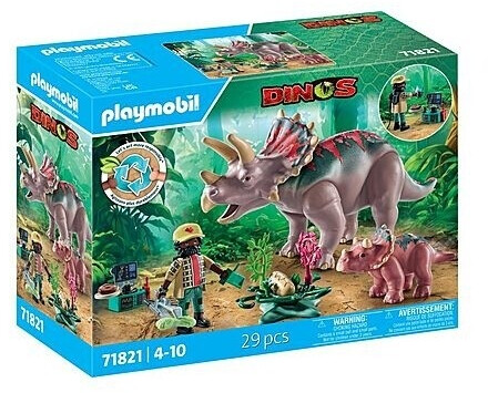 Playmobil Tricératops avec bébé, oeuf et explorateur (71821)