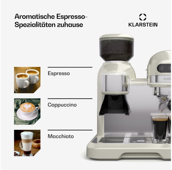 Klarstein Bella Café Espressomaschine 1550W Creme, Bild 10