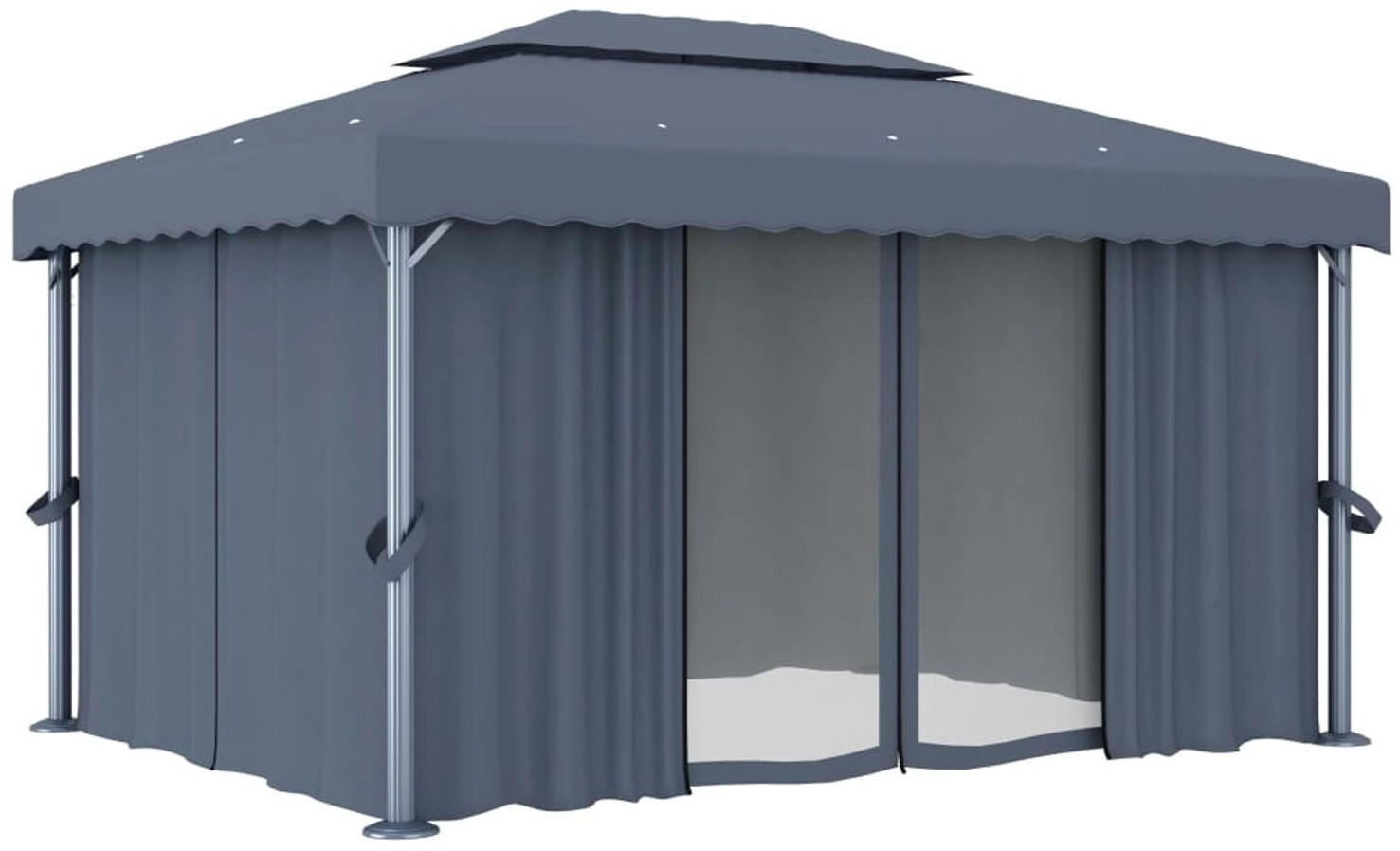vidaXL Pavilion with curtain 4 x 3 m anthracite aluminium