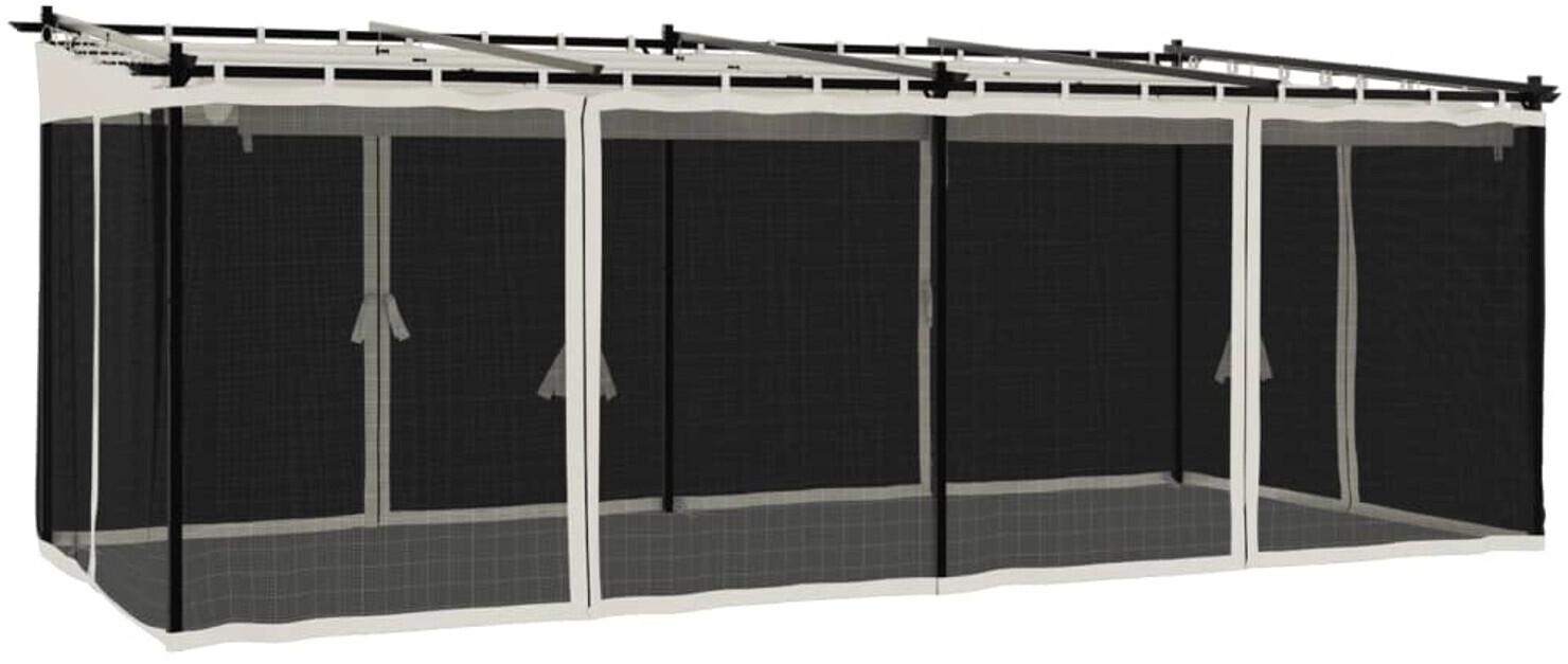 vidaXL Pavilion with mesh walls cream 6 x 3 m steel