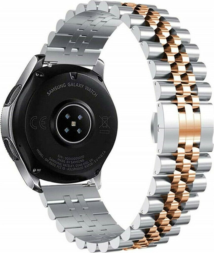 Strap-it Stahl Jubilee - Amazfit Bip Ersatz Edelstahl - 20mm Silber / Rosa Gold