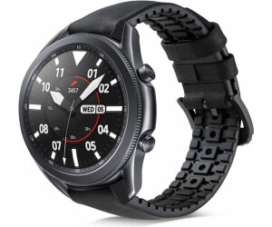 Strap-it für Samsung Galaxy Watch 3 45mm Silikon-Leder (Schwarz)