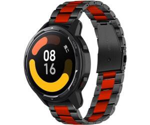 Strap-it Stahl - Xiaomi Watch S1 Ersatz Edelstahl - Glieder 22mm Schwarz / Rot