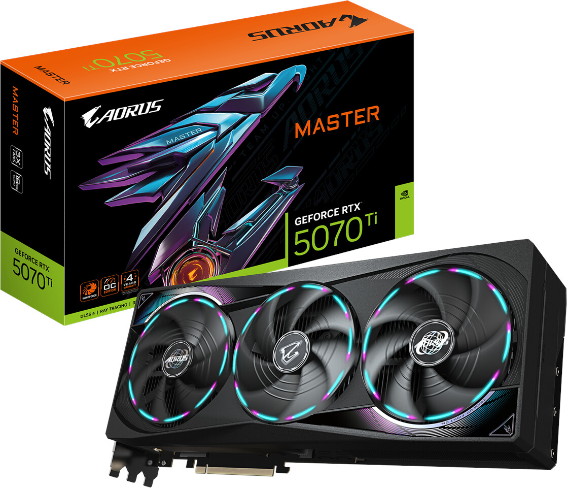 Gigabyte GeForce RTX 5070 Ti AERO OC 16G – Scheda Video 16GB GDDR7, 256-bit, PCIe 5.0, DLSS 4, RGB E Dual BIOS
