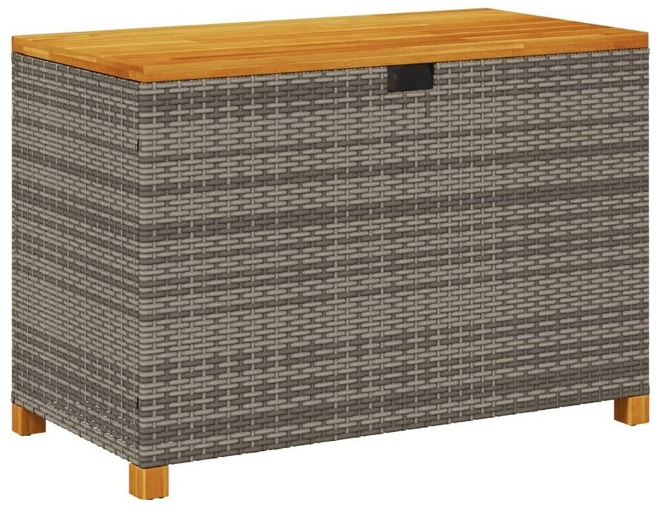 vidaXL Garden chest polyrattan/acacacia wood 110 x 55 x 63 cm grey