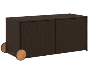 vidaXL Polyrattan garden chest with castors 283 litres brown