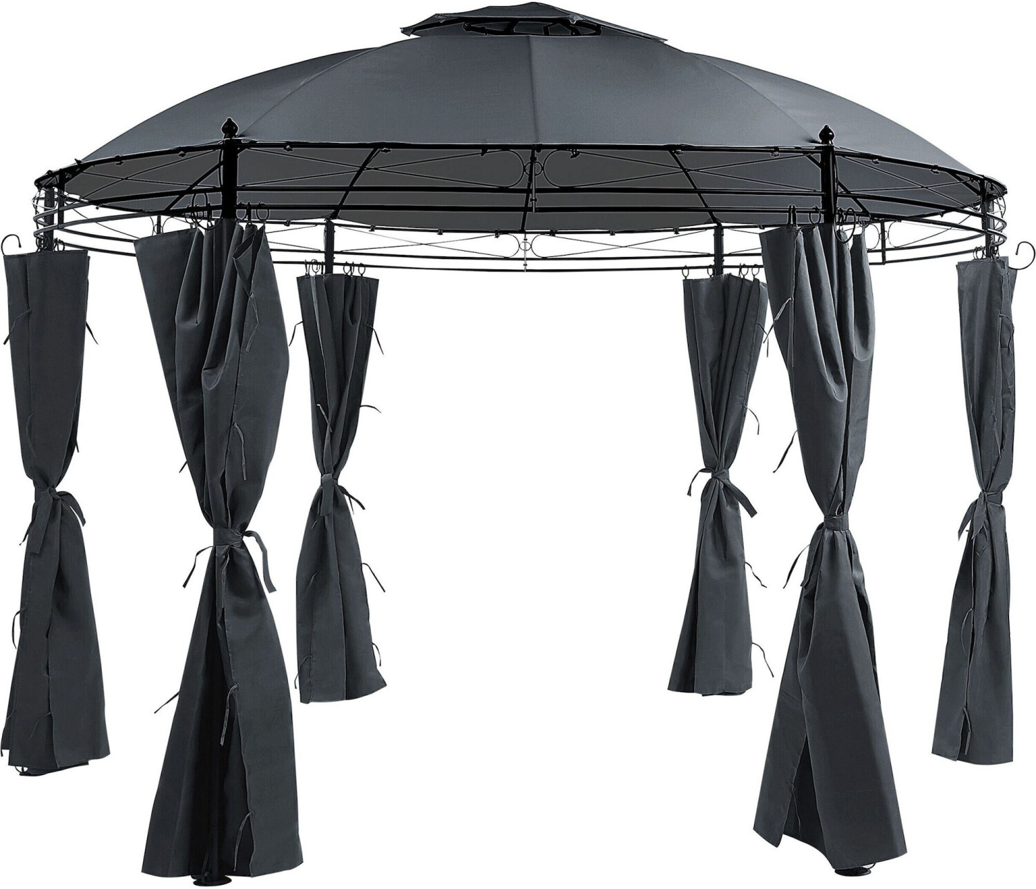 Beliani Metal gazebo 368 x 275 x 368 cm grey/black (800000561071)