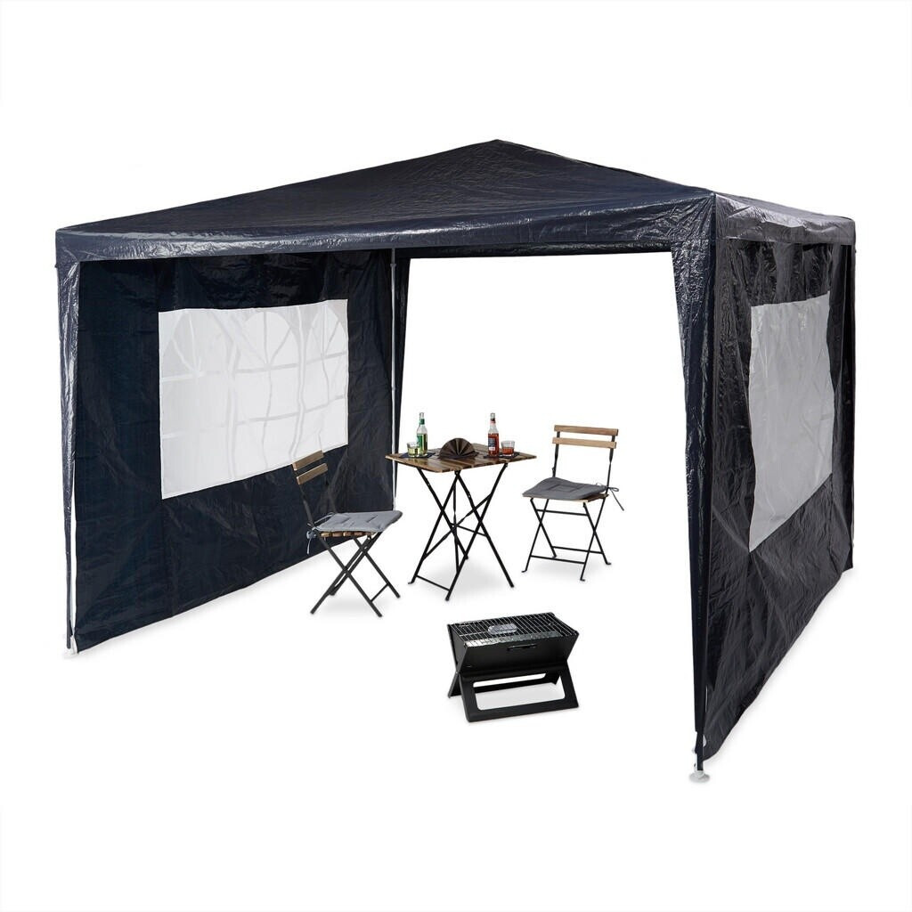 Relaxdays Plastic/metal gazebo 300 x 250 x 300 cm dark blue (800000485682)