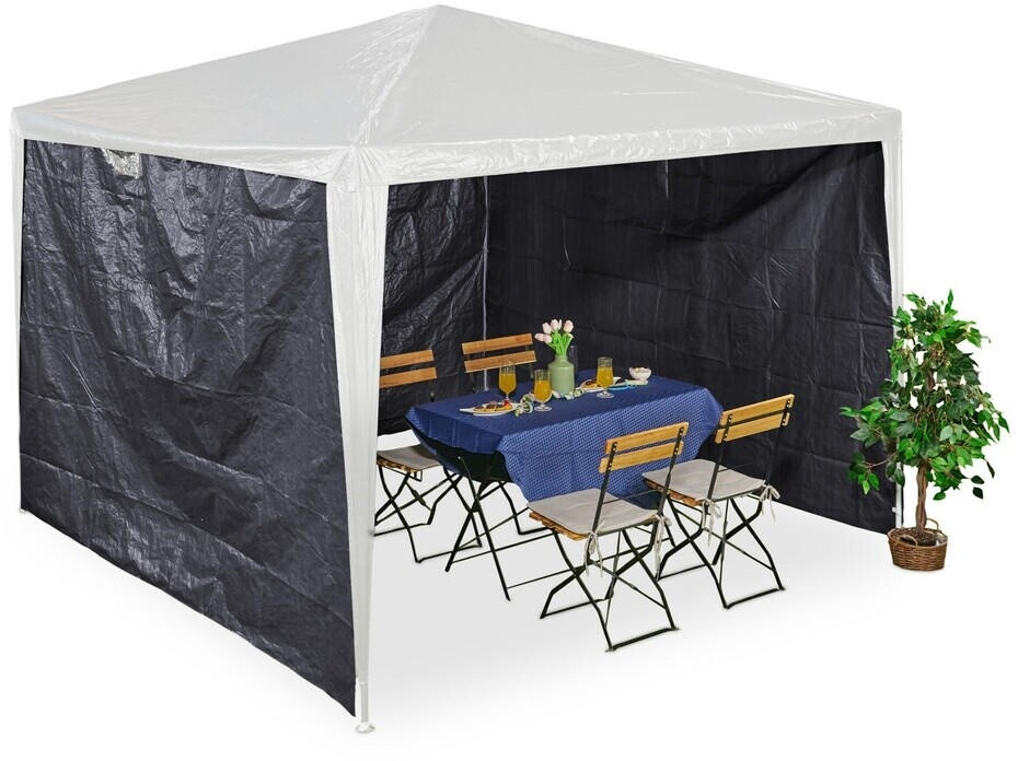 Relaxdays Pavilion side panels 3 pieces plastic 300 x 200 cm grey (800000662260)