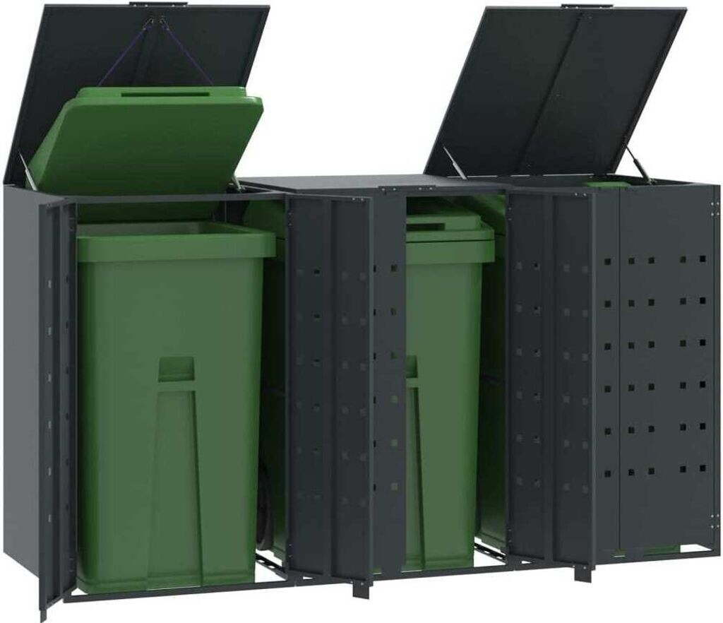 vidaXL Waste bin box for 3 x 240 litres 207 x 79 x 117 cm steel anthracite