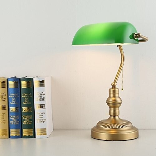 Bureaulamp bankerlamp met trekschakelaar fitting E27 bureaulamp antiek