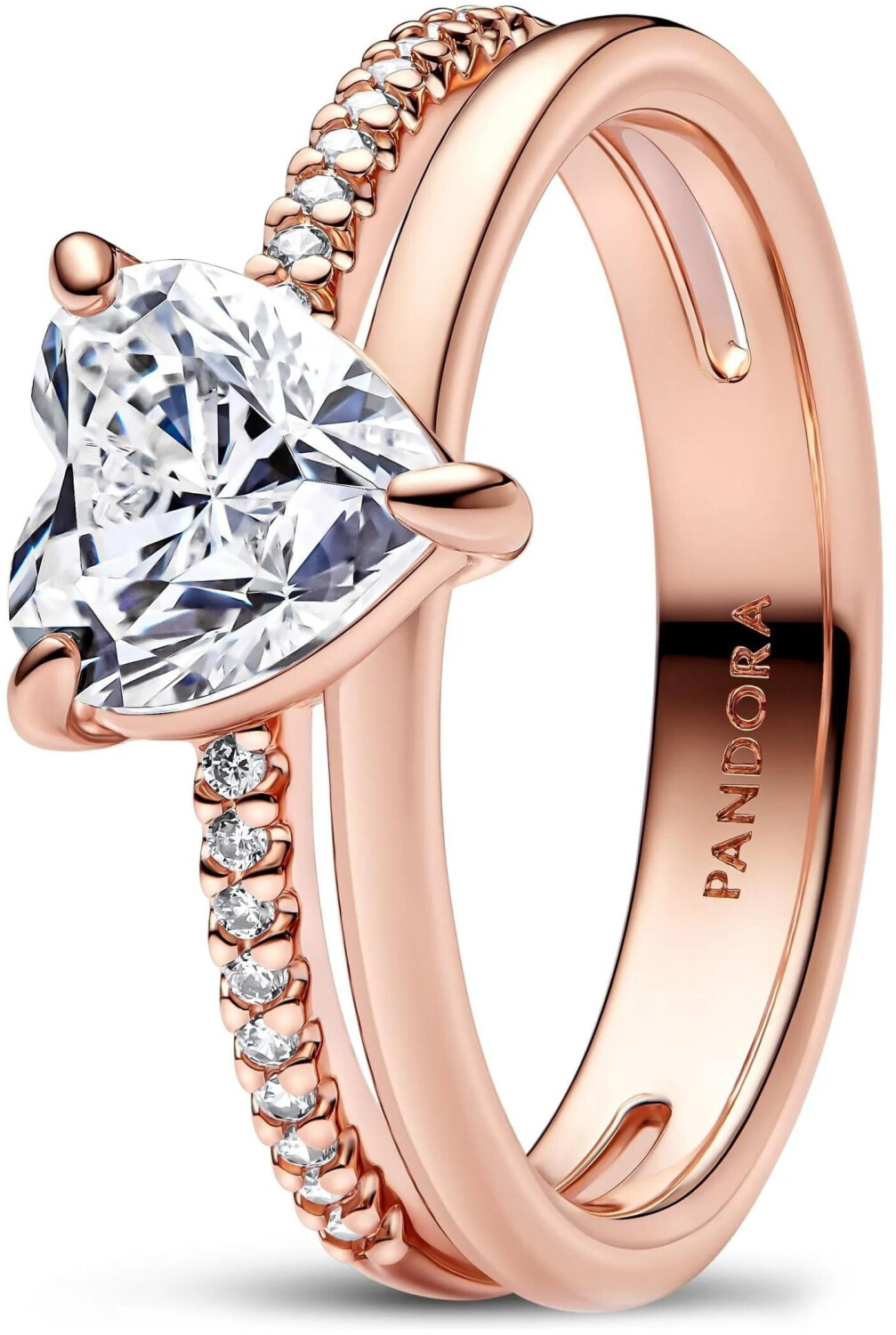 Pandora Double Band Heart Ring Rose gold plated