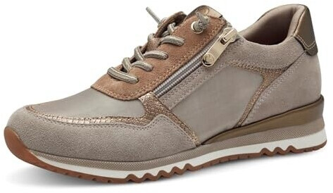 Marco Tozzi Flat sneaker with leather detail brown taupe