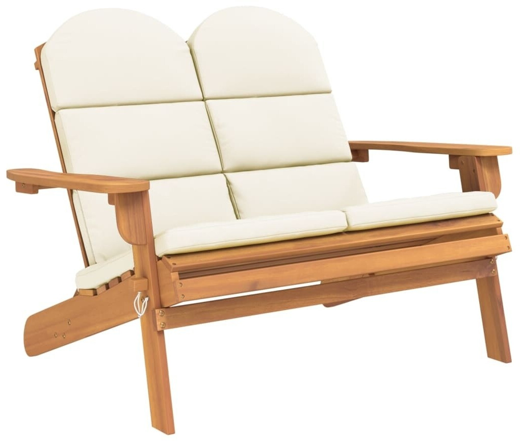 vidaXL Adirondack garden bench with cushions 126 cm solid acacia wood