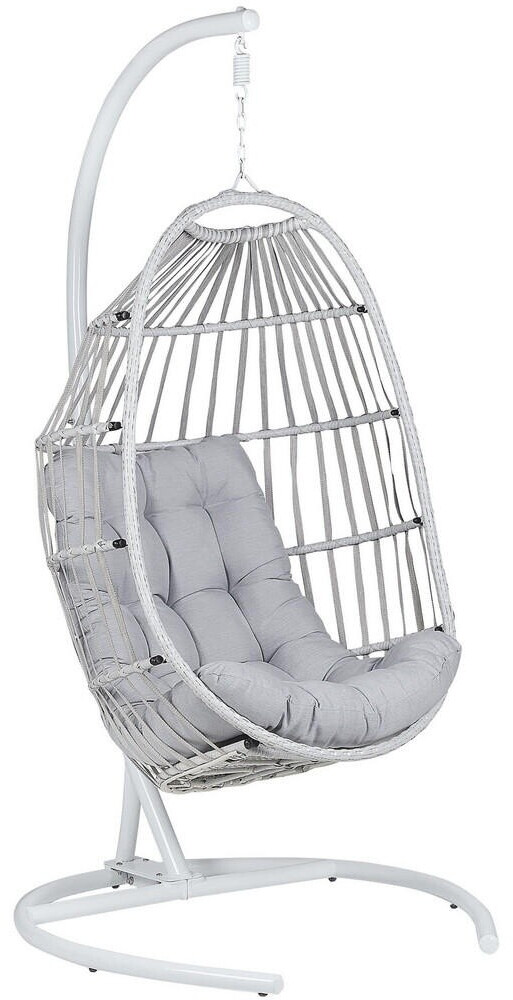 Beliani Hanging chair light grey textile 105x198x105 cm