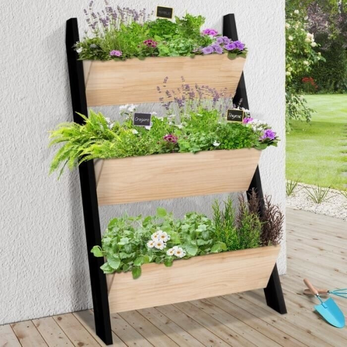IDMarket Jardinière échelle FREDDY 110 cm 3 bacs