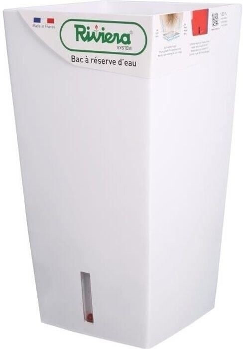 RiViERA Pot de fleurs carré Eva New 28 x 28 x 52 cm blanc