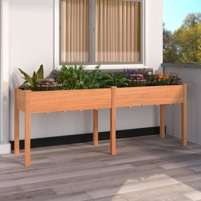 vidaXL Jardinière avec doublure 203 x 53 x 76 cm bois massif marron