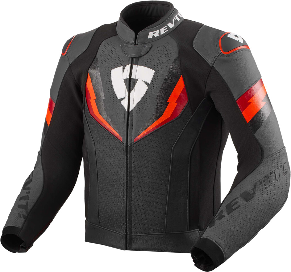 REV'IT! Quantum 3 Leather Jacket black/neon red