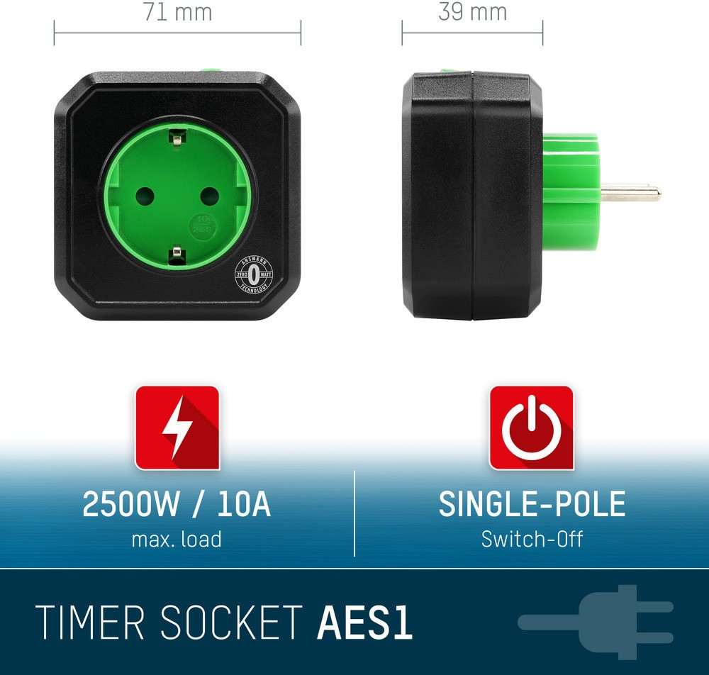 ANSMANN Programmateur prise électrique AES4 (1 pce) – Minuteur prise  électrique à économie d'énergie avec 10 programmes pratiques – Prise  réglable
