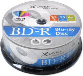 Xlayer BD-R 25GO 4x Inkjet imprimable cake box de 25 pièces